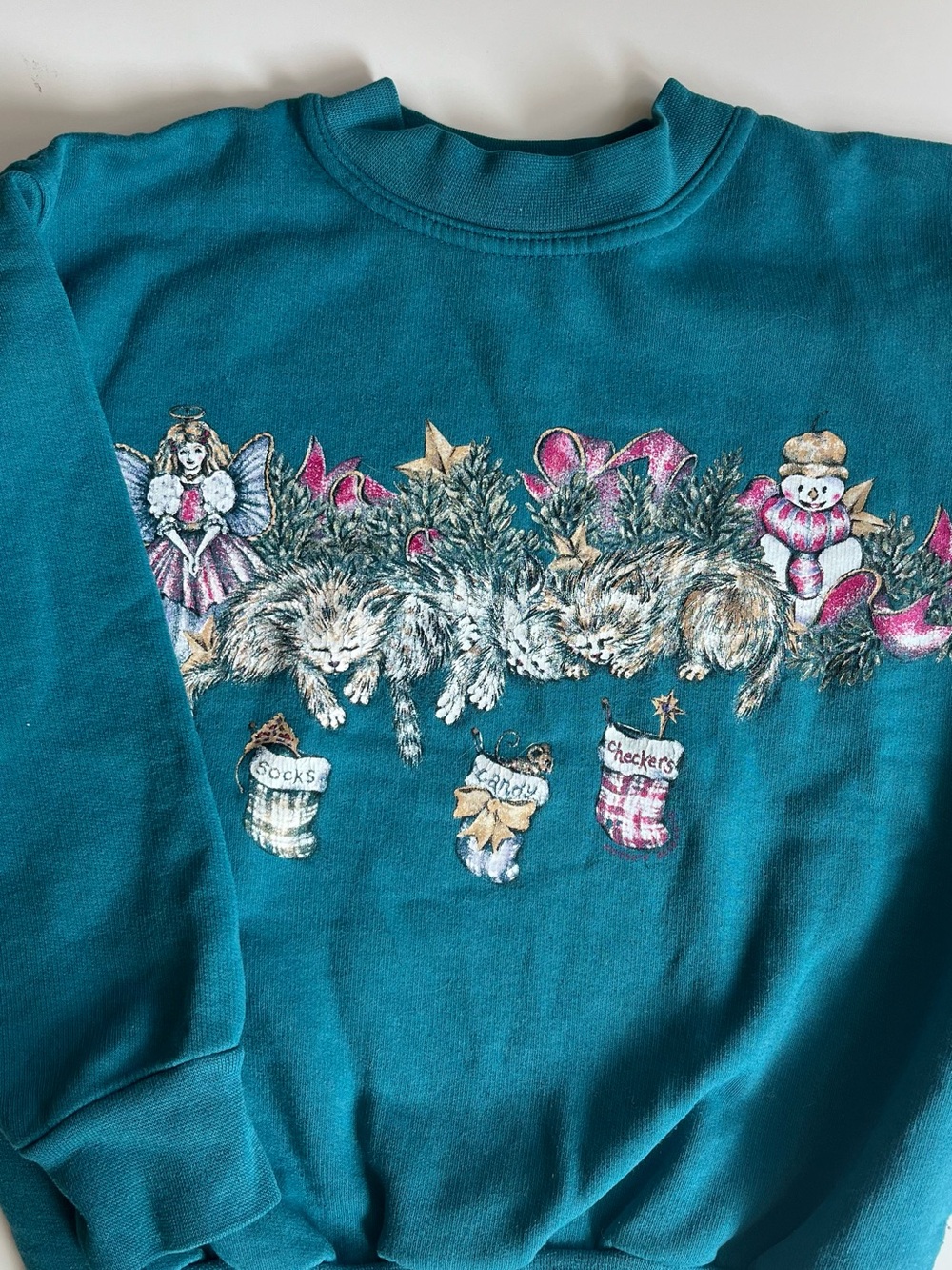 VTG Northern Getaway kids Christmas kitty sweatshirt